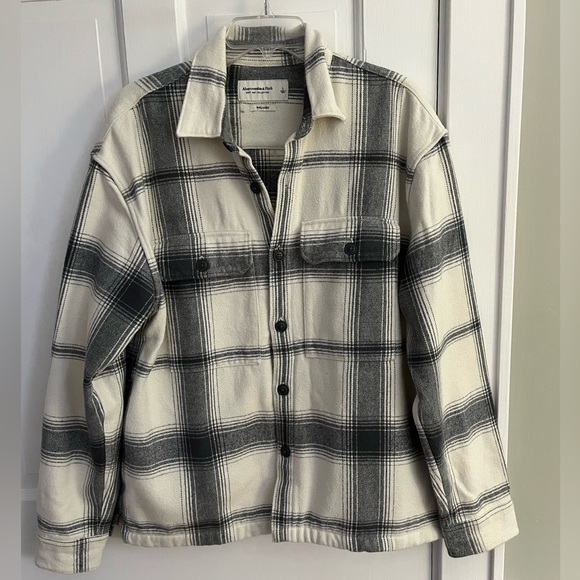 Abercrombie & Fitch Other - Abercrombie & Fitch Soft Collection Men's Plaid Shacket Off White/Gray Size L